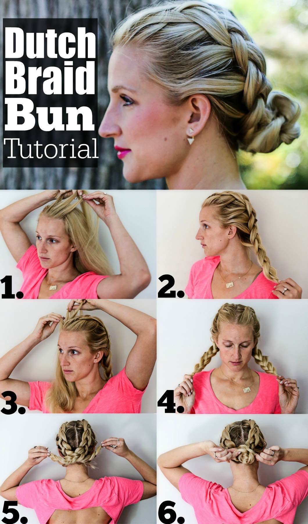 dutch braid bun hair tutorial