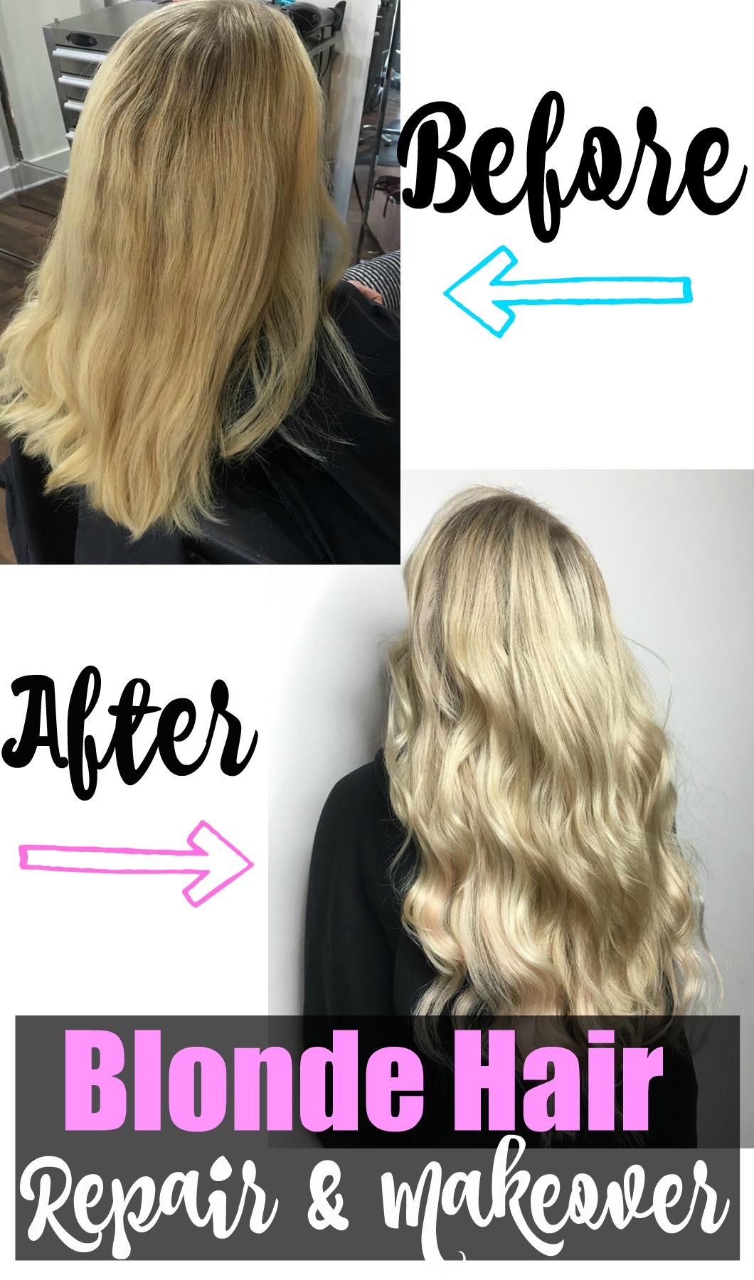 Before and After Blonde Hair Repair and Makeover with Extensions