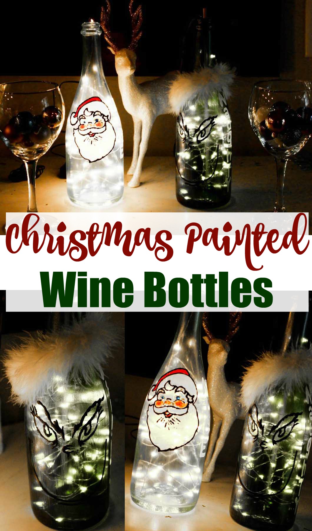 Christmas Painted Wine Bottles by Atlanta style blogger Happily Hughes