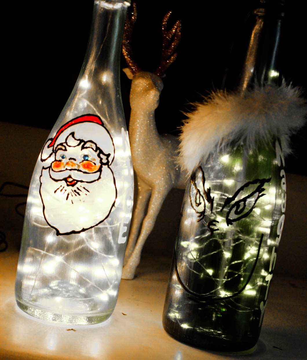 Christmas Painted Wine Bottles