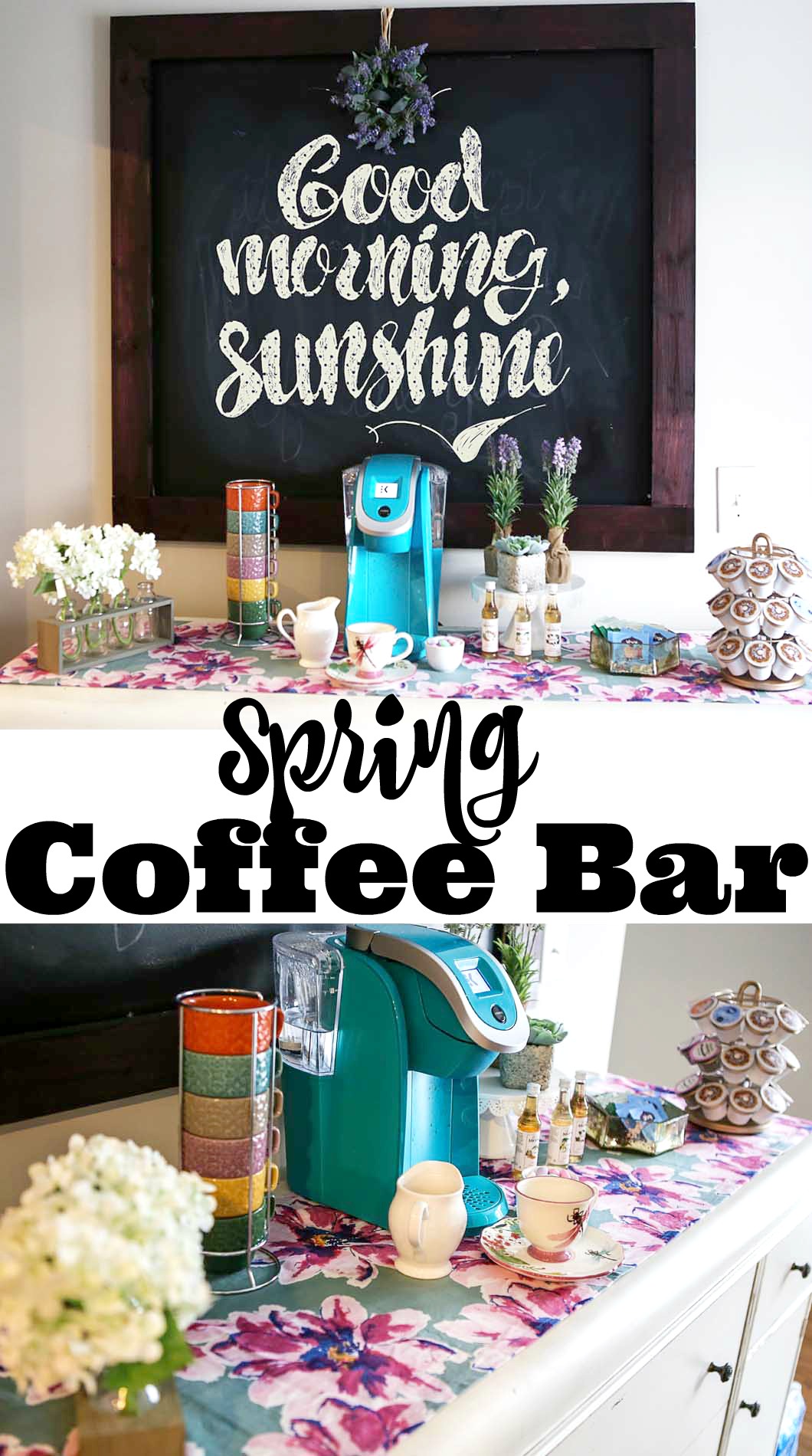 Adorable Spring Coffee Bar with World Market Coupon by Jessica from Happily Hughes