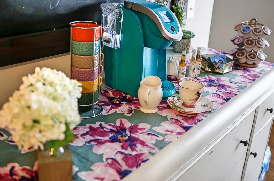 Adorable Spring Coffee Bar with World Market Coupon by Jessica from Happily Hughes