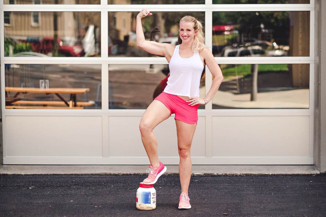 Leg Workouts At Home with Premier Protein by fitness blogger Jessica of Happily Hughes