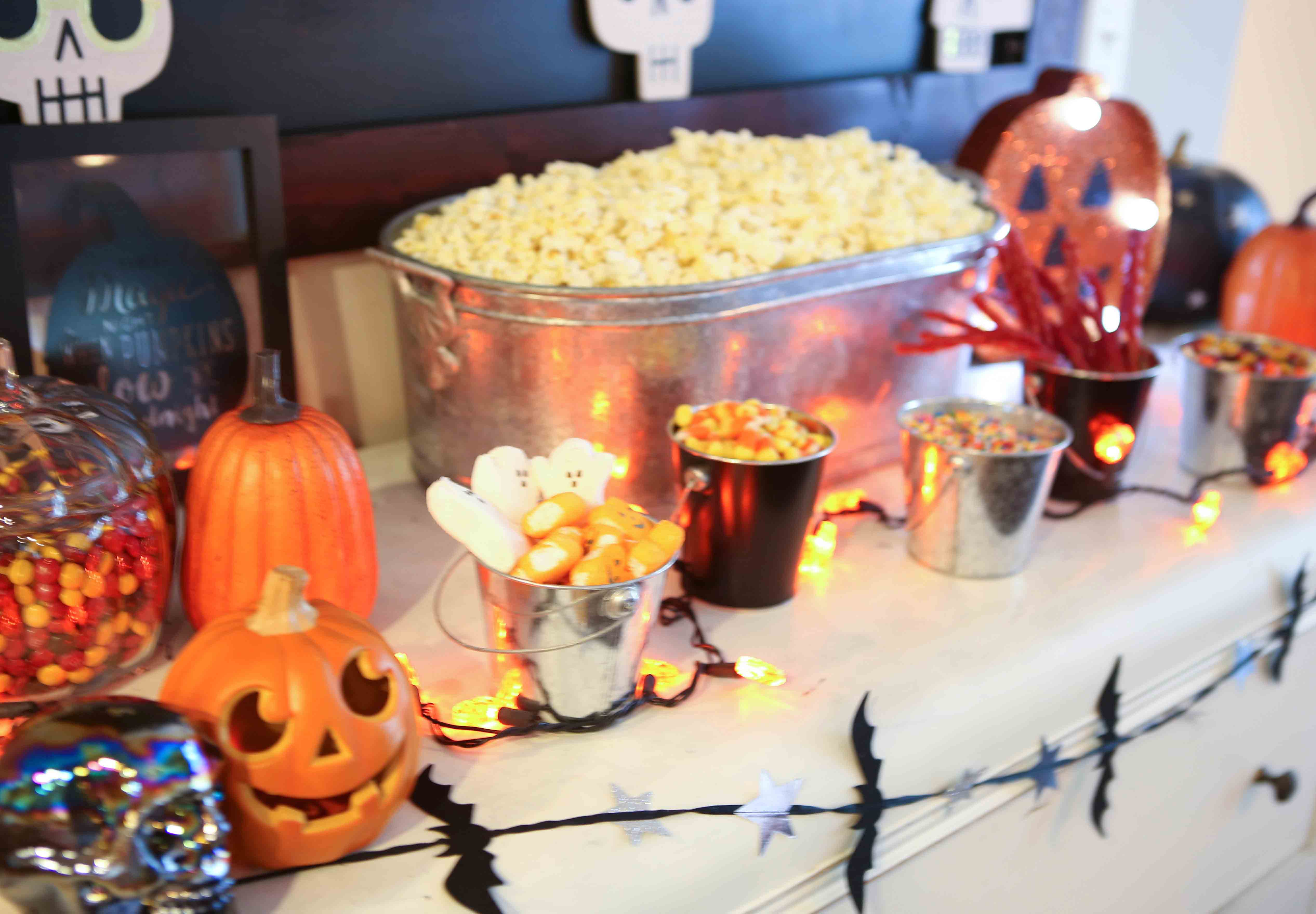 Halloween Popcorn Bar by Atlanta lifestyle blogger Happily Hughes